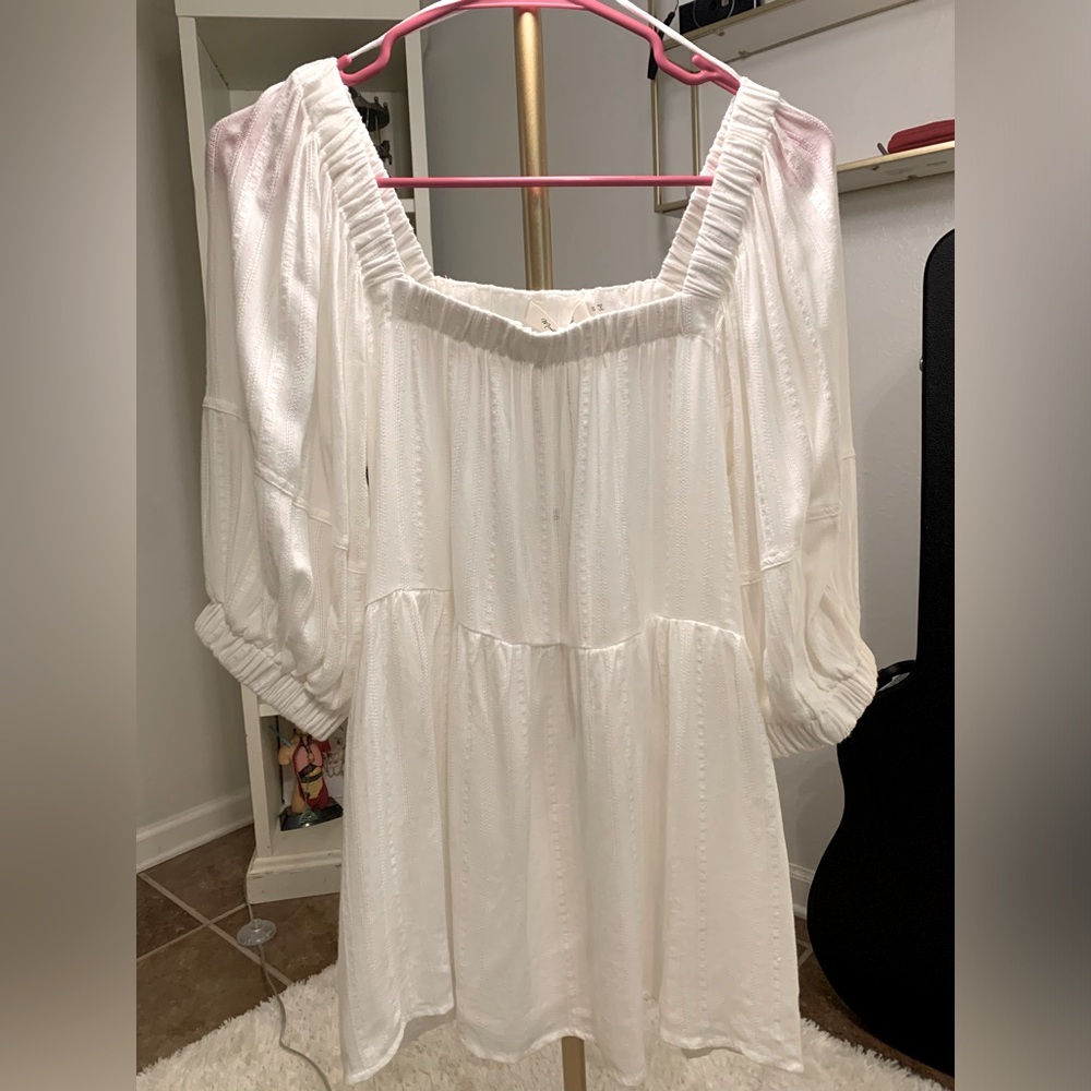 Mustard Seed Flowy White Boho Peasant Top Small S